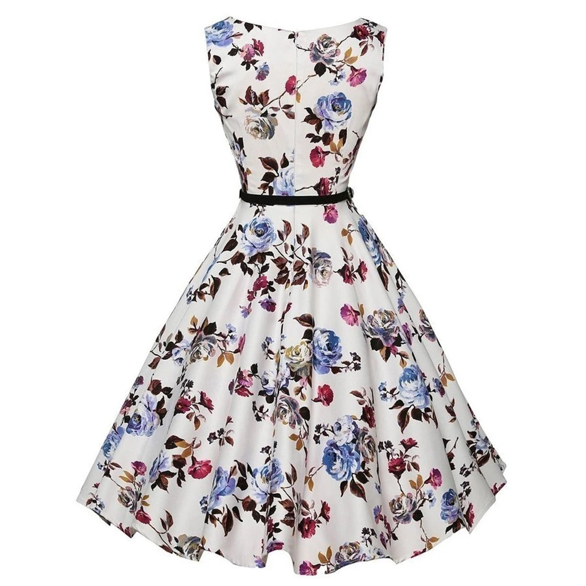 Vestido Floral Retrô Estilo Swing - Casual Vintage Rockabilly"