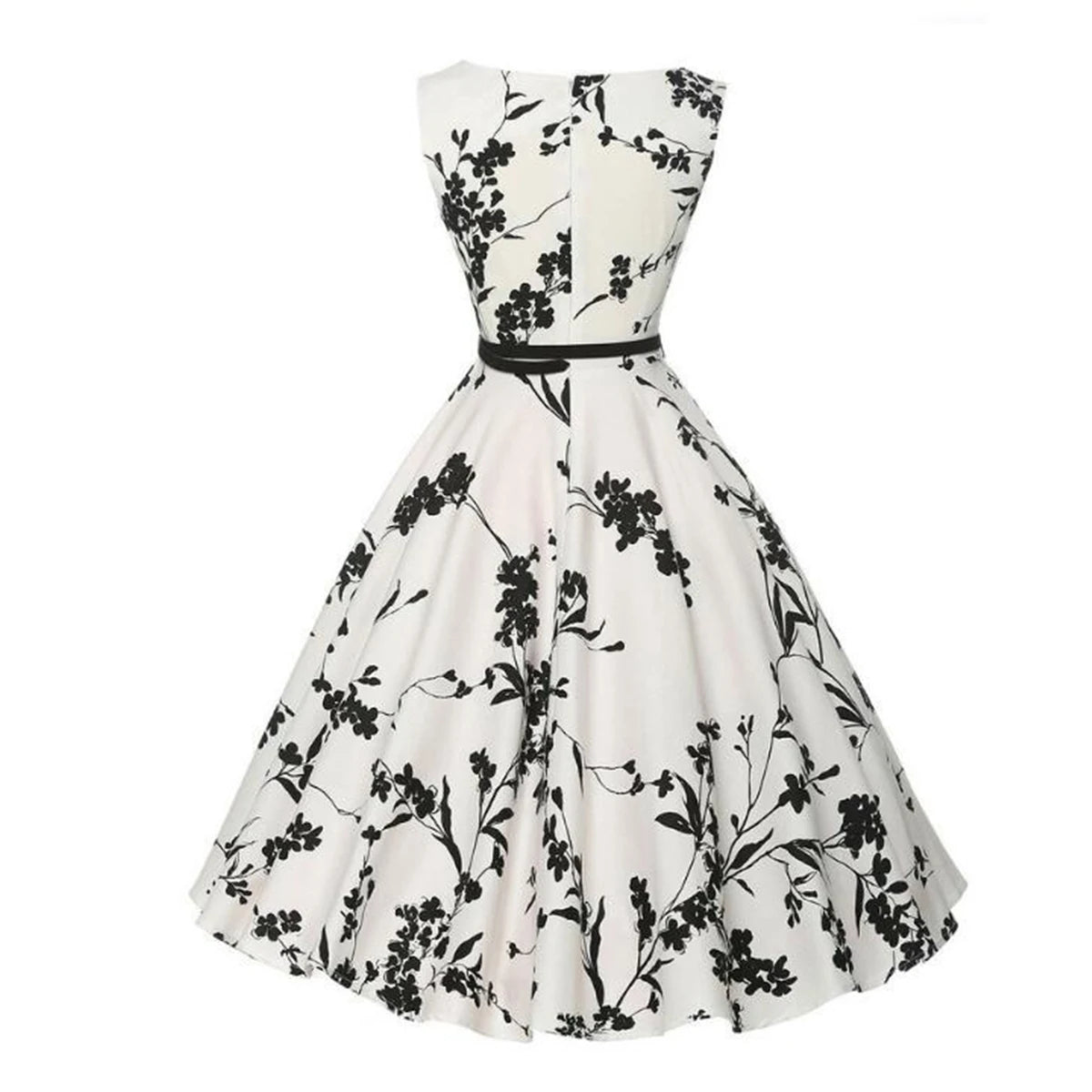 Vestido Floral Retrô Estilo Swing - Casual Vintage Rockabilly"
